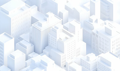 Abstract Minimalist Cityscape in White Tonal Palette for Design