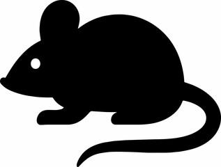 blacka nd white sillhouette of a mouse isolated white background