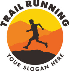 Trail running logo shillouete - vector logo illustration.
