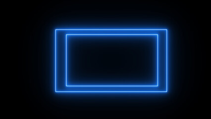 Neon Glowing Rectangle Frame isolated on transparent background . 