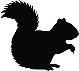 Cartoon illustration of a funny squirrel with a nut on a branch, a wild animal character design