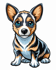 baby dog realistic  design and bold line black  , white background ,full  color