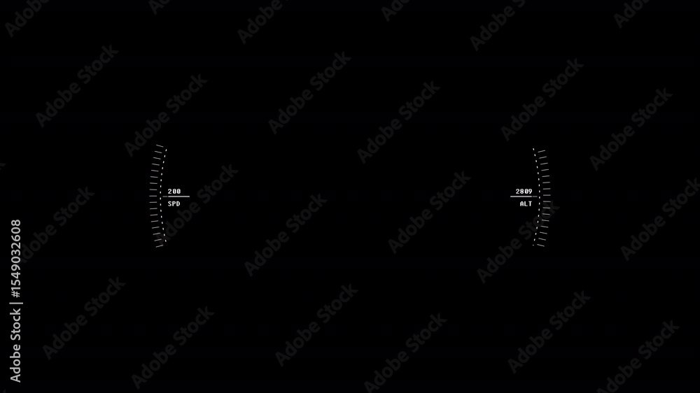 Aufkleber aircraft cockpit display: speed and altitude gauges on black background video.alpha chanel. the back
