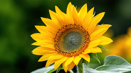 Obraz premium Bright sunflower blooms in a garden during sunny summer day
