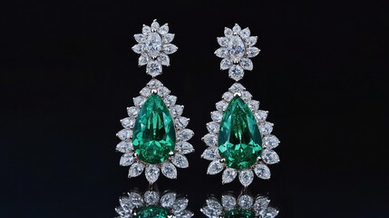Emerald diamond earring, luxurious jewelry