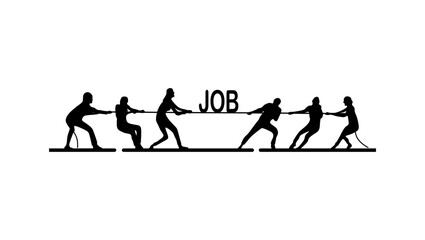 Fototapeta premium Fierce competition for jobs, black isolated silhouette