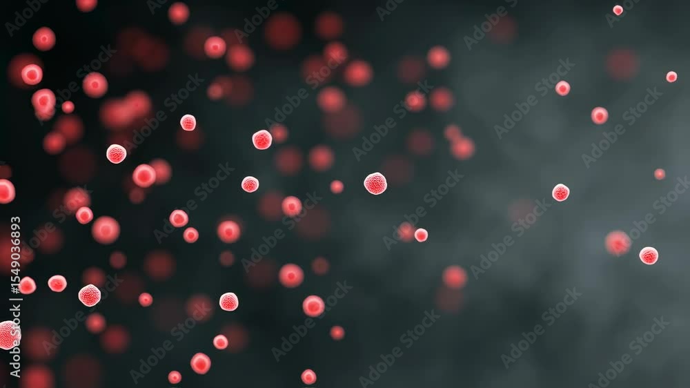 Poster red glowing particles floating in dark space. abstract bokeh effect for background. cosmic dust or m