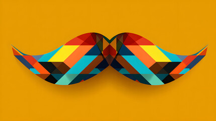Abstract geometric mustache design with sharp shapes and bright colors for movember