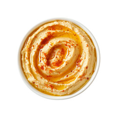 Fototapeta premium Delicious Hummus with Olive Oil and Paprika in a White Bowl