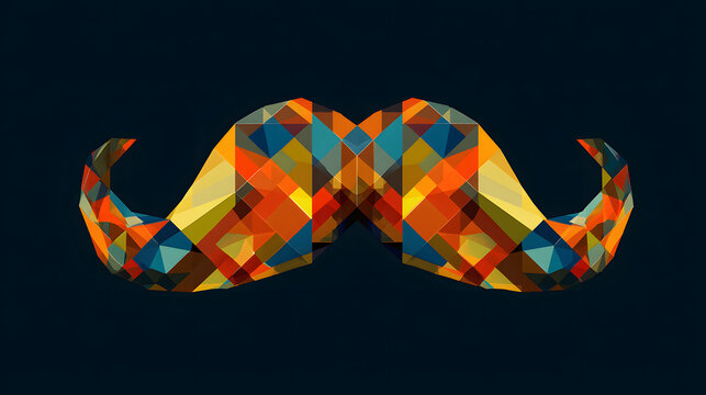 Abstract geometric mustache design with sharp shapes and bright colors for movember