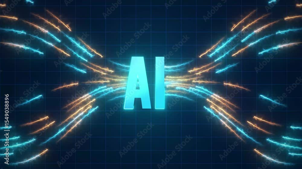 Poster futuristic ai digital data file transfer technology. background animation 4k.