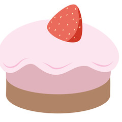 vector cake have strawberry and whipped cream decorated on top. It is suitable for decorating birthday or celebration cards and also suitable for cake-related works.
