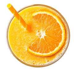 Refreshing Orange Juice with Slice and Straw in a Glass