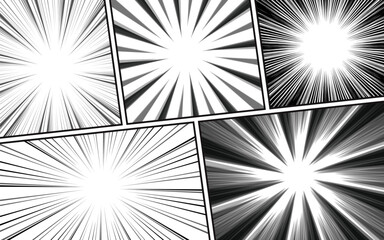 Black and white background comic panel with exploding radial effect