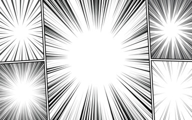 Abstract black and white background comic page template design