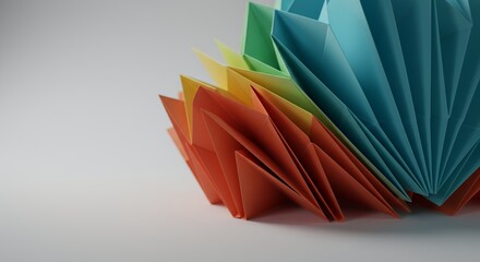 Abstract Rainbow Origami Sculpture: A Symphony of Folded Paper