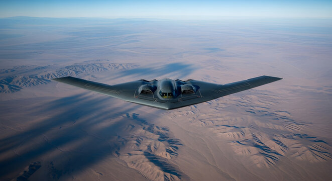 B-2 Flying High Above Earth Horizon