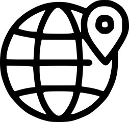 Global Location Pin Outline Icon
