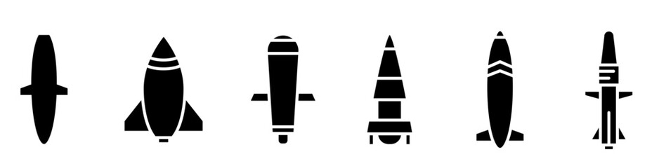  missile and rocket icons. vector. editable