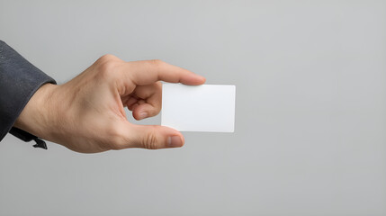 Hand in Suit Holding Blank White Business Card