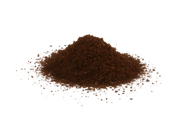 Pile of Ground Coffee on Black Background for Food and Beverage Concepts and Coffee Related...