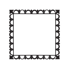 Ornate Black and White Square Frame with Decorative Elements for Invitations and Design Projects