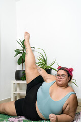 Woman doing exercises at home