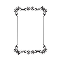 Elegant Black and White Floral Frame Border Design for Invitations and Cards