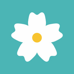 Flower icon. Retro spring summer white flower icon design. Camomile icon set. Cute round flower plant collection isolated on white background.