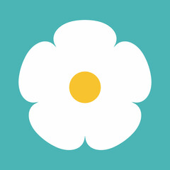 Flower icon. Retro spring summer white flower icon design. Camomile icon set. Cute round flower plant collection isolated on white background.