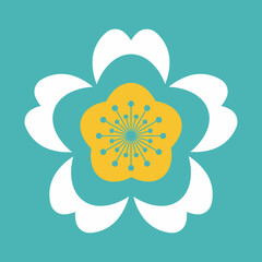 Flower icon. Retro spring summer white flower icon design. Camomile icon set. Cute round flower plant collection isolated on white background.