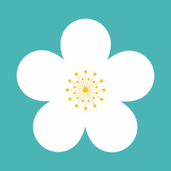 Flower icon. Retro spring summer white flower icon design. Camomile icon set. Cute round flower plant collection isolated on white background.