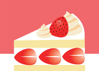 イチゴのショートケーキのイラスト