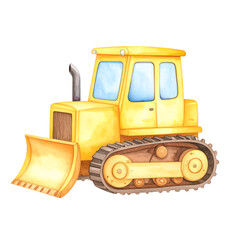Cute Bulldozer Watercolor Transportation Clip