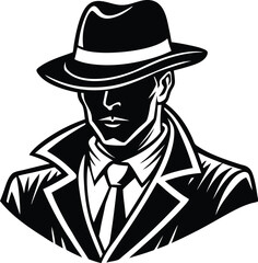 Mysterious Man in Fedora Classic Noir Illustration