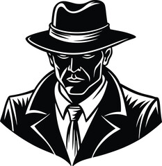 Mysterious Man in Fedora A Classic Noir Illustration