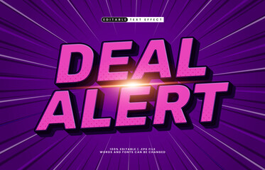 deal alert editable text effect with a sale and offer text effect