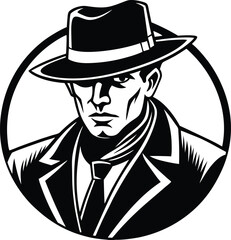 Mysterious Man in Fedora Classic Noir Illustration