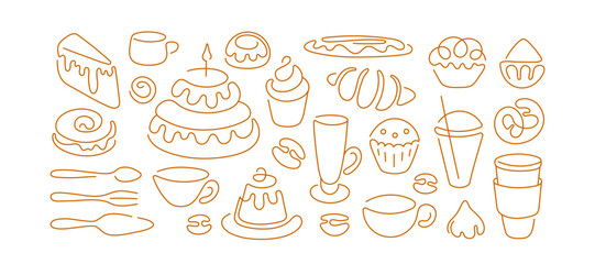 Bakery sign Coffee Tea cup Abstract geometric line