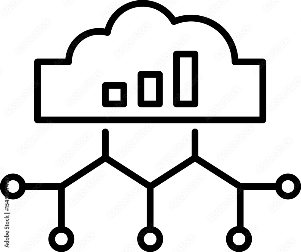 Poster cloud computing icon with data analytics, network connection, and digital technology concept, repres
