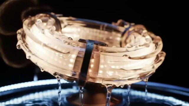 Levitating toroidal engine with liquid glass and magnetic distortion