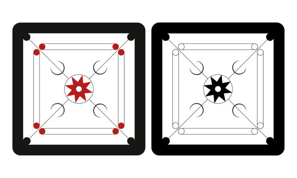 Carrom Board icon set, Carrom Board Monogram, Carrom Silhouette vector illustration