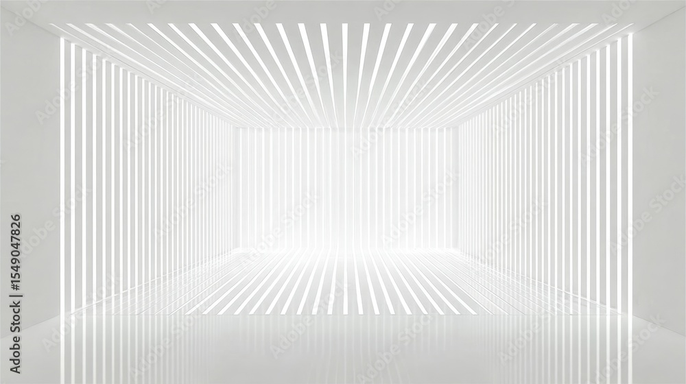 Aufkleber empty white room with glowing vertical and horizontal lines creating a modern and futuristic design,