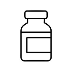 Outline drawing of a simple medicine bottle with blank label ready for use