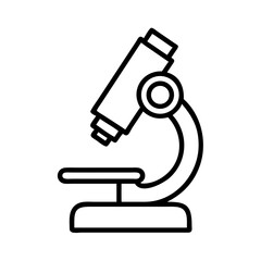 A simple line drawing of a microscope used for scientific analysis