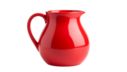Red rounded jug isolated on solid white background