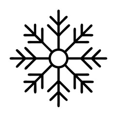 Simple geometric snowflake illustration in black on white background is very elegant