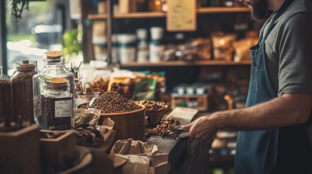 Artisan bakery with fresh bread and pastry morning sunlight cafe interior chef working warm atmosphere delicious - Powered by Adobe
