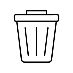 Stylized Outlined Trash Can Icon with Lid for Recycling or Deletion