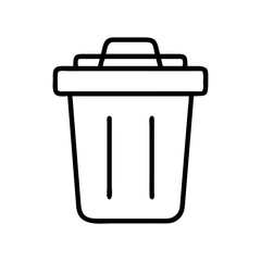 Simple black and white graphic representation of a trash can icon